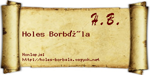 Holes Borbála névjegykártya